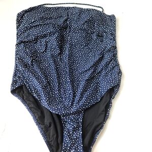 J. Crew Women's Size 24 Navy Polka Dot Swimsuit